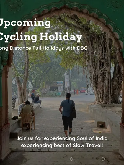 An invitation to experience the soul of India with our upcoming cycling holidays. This image captures the essence of slow travel, stepping through a gateway into a different world.