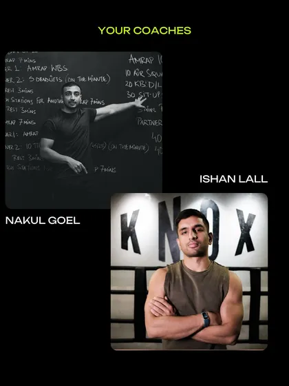 Your HYROX coaches, Nakul Goel and Ishan Lall. They lead our specialized program designed to build serious fitness for hybrid athletes.
