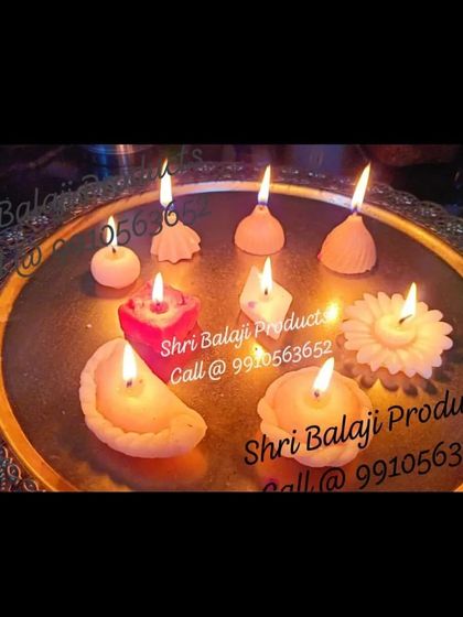 Another beautiful platter of assorted sweet-themed candles, glowing warmly. These unique shapes are always a bestseller during the festive season.