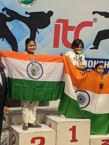 Our winners from the Asian Championship 2023, proudly holding the Indian flag on the podium.