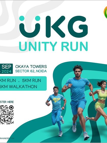 The official poster for the UKG Unity Run, inviting participants to join us for a day of fitness and community in Noida.