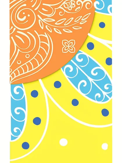 The final quadrant of the 'Color-blocked Calm' mandala, combining sunny yellow and sky blue. Together, these four pieces form a complete, joyful whole, showing the beauty of symmetry in digital art.