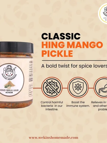 Our Classic Hing Mango Pickle is a bold twist for spice lovers. It not only tastes great but also helps control harmful bacteria and boosts the immune system.