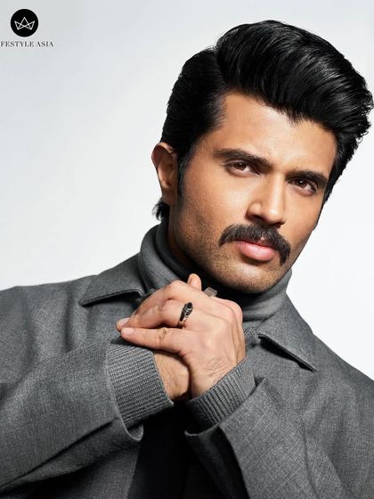 A close-up from the Lifestyle Asia editorial, focusing on texture and layering. I paired a grey Zegna turtleneck with a matching overcoat for a sophisticated, tonal look on Vijay Deverakonda.