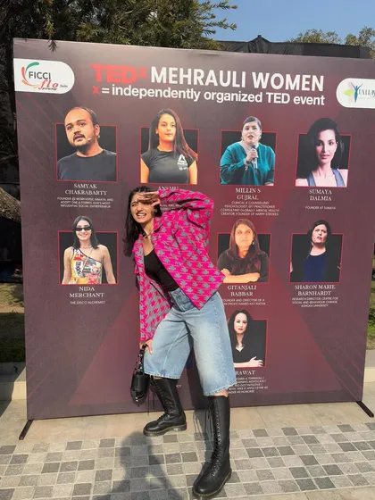 A fun, candid shot at the TEDx event. I was so excited to share my story and connect with the audience in a different way.