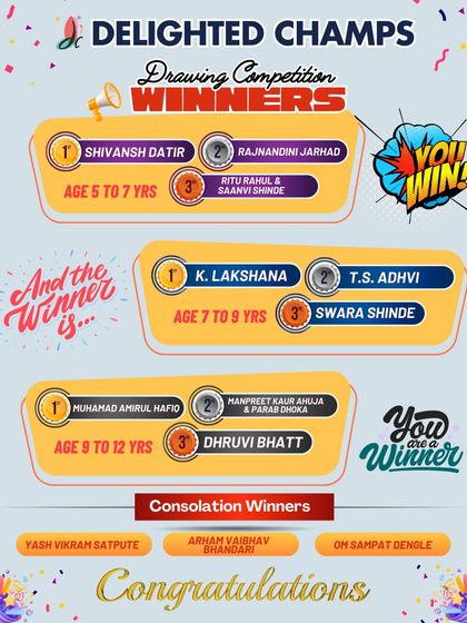 Announcing the winners of our online drawing competition held in December. We congratulate all the talented young artists who participated across different age groups, from 5 to 12 years old.