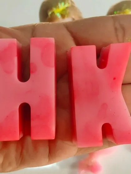 I can create soaps in any letter or initial. These "H" and "K" initial soaps were part of a custom order for a client in Kuwait.