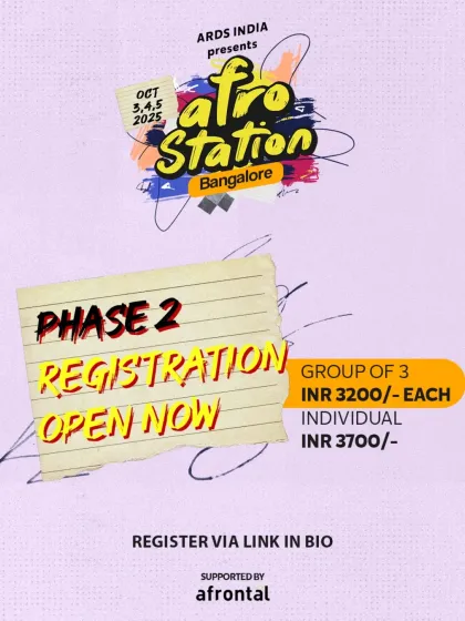Phase 2 registration for Afro Station is now open. Secure your spot for this 3-day celebration of Afro dance.