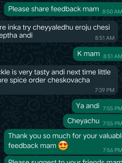This customer found the pickle very tasty and asked if they can order it with more spice next time. Of course, you can. I can always adjust the spice to your preference.