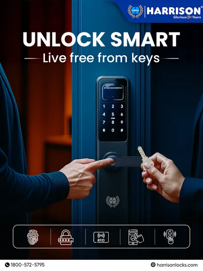 Unlock your home the smart way and live free from the hassle of keys. This visual showcases the five convenient access methods our digital locks offer: fingerprint, passcode, RFID card, mobile app, and a traditional backup key for complete peace of mind.