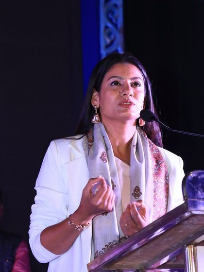 Delivering a speech at the Kalanajali Folk Festival. I spoke about the importance of preserving and promoting our folk art forms.