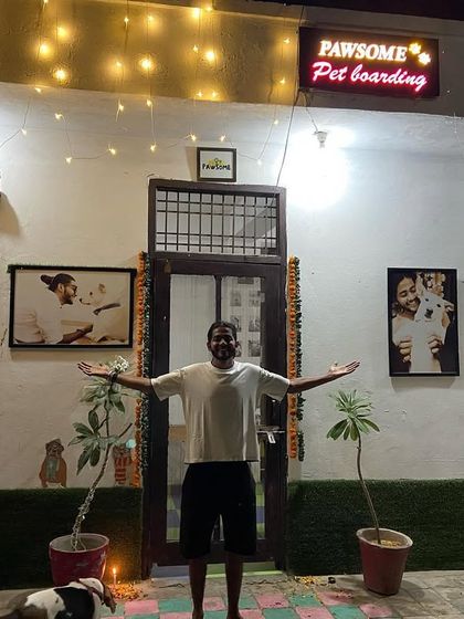 Happy Diwali from me and the pack! My arms are always open to welcome your furry family members.