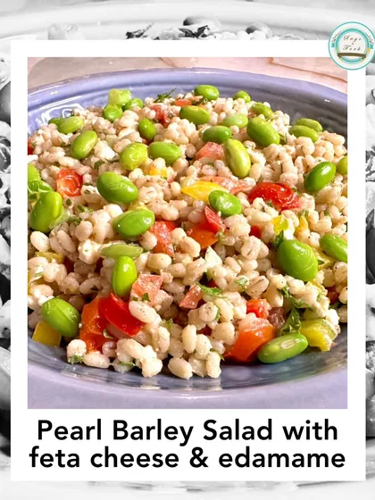 My Pearl Barley Salad with feta cheese and edamame is a wholesome and refreshing choice. It's a nutritious and flavorful salad that works well as a side or a light main course.