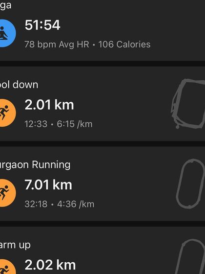 A breakdown of a training day including a 7km tempo run and a yoga session. This shows the importance of balancing hard efforts with recovery and mobility work.