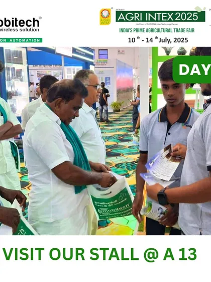 Handing out informational material and goodie bags to farmers at the Agri Intex expo.