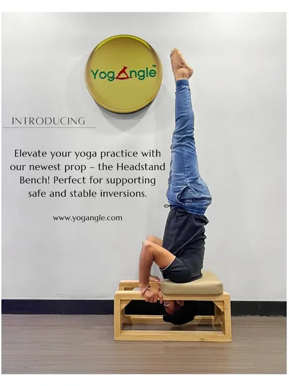 I am excited to introduce the Headstand Bench to our studio. This prop is perfect for practicing inversions safely, as it supports the shoulders and removes pressure from the neck, making headstands accessible to more people.
