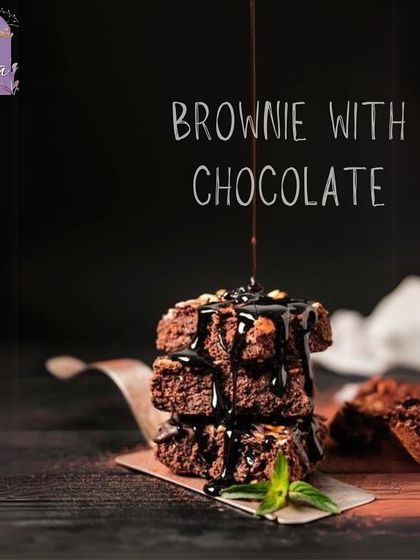 A decadent stack of our chocolate brownie, perfect for satisfying your sweet cravings.