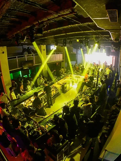 The view from the top floor at Tantra, Kolkata. The entire club was a sea of people.