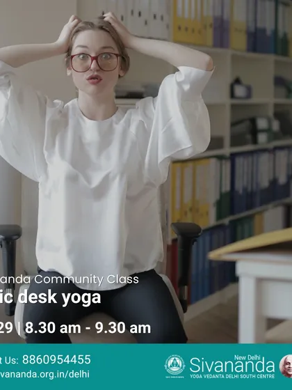 This community class offered tips on basic desk yoga. We taught simple stretches and breathing exercises that can be done at your desk to relieve tension from long hours of sitting.