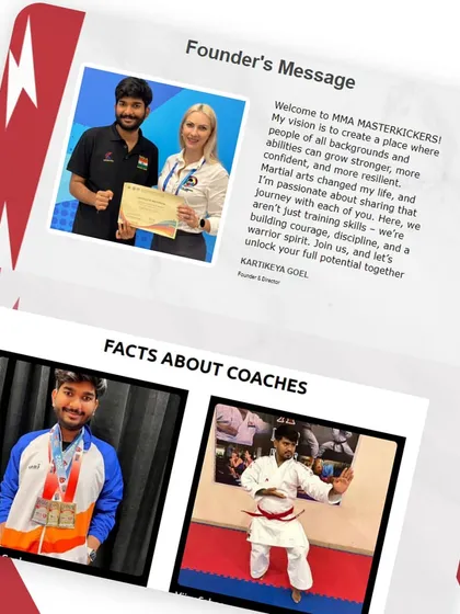 A glimpse of our new website, featuring my founder's message and facts about our coaches. My vision is to create a place where everyone can grow stronger, more confident, and more resilient.