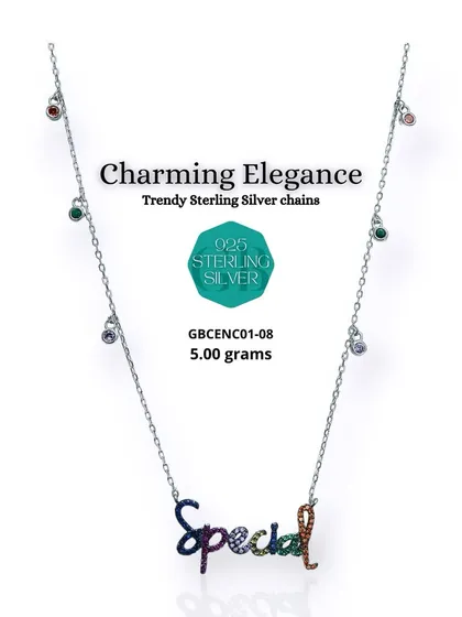This "Special" pendant necklace is a lovely way to celebrate yourself or a loved one. It's crafted from 92.5 sterling silver and features a pendant with vibrant multicolor stones.