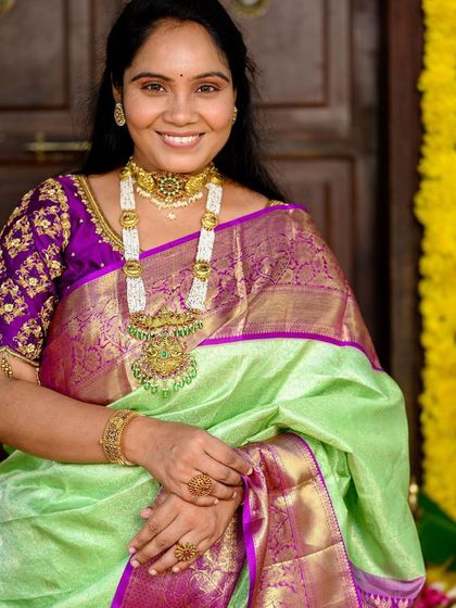 A close-up of one of the makeup looks from the Diwali series. I focused on creating a flawless base and enhancing her features to complement the stunning traditional jewellery and vibrant silk saree.
