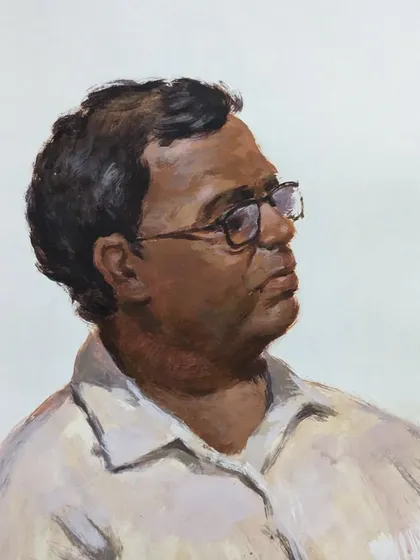 A quick acrylic sketch done during the Diwali vacation. I believe in 'kaam karte raho,' always keep practicing.