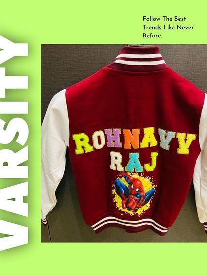 Our new varsity jacket collection is here. This Spider-Man themed jacket is perfect for the little superhero in your life.