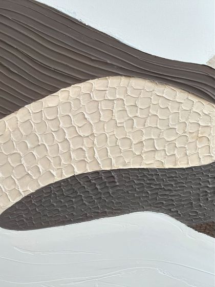 A close-up of the varied textures in the abstract landscape. You can see the combed lines, dotted patterns, and smooth sections that come together to form the whole.