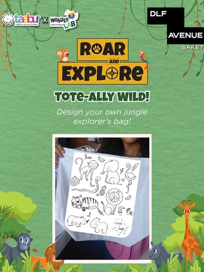 "Tote-ally Wild!" Kids got to design their own jungle explorer's bag at this creative station.