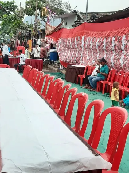 This shows a long row of seating we arranged for guests at a daytime function. We ensure there is ample and organized seating available for everyone, even for events with a large guest list.