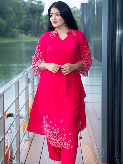 For this ethnic wear lookbook, the goal was to capture the vibrant color and delicate embroidery of the kurta. The relaxed pose and outdoor setting create a look that is both stylish and accessible for customers.