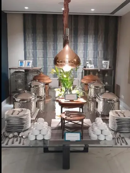 A full view of a home catering setup, demonstrating my focus on creative menus and stylish presentation.