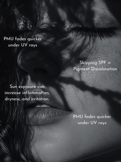 Sun exposure can cause pigment discoloration and increase inflammation, making your PMU fade quicker. Always apply sunscreen to maintain the quality and longevity of your results.