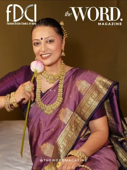 Being featured on the cover of FDCI's The Word Magazine for their "Art of Adornment" issue was a true honor. This look, styled in a traditional saree with exquisite temple jewelry, represents my deep love for India's rich heritage and my work in promoting its timeless elegance.