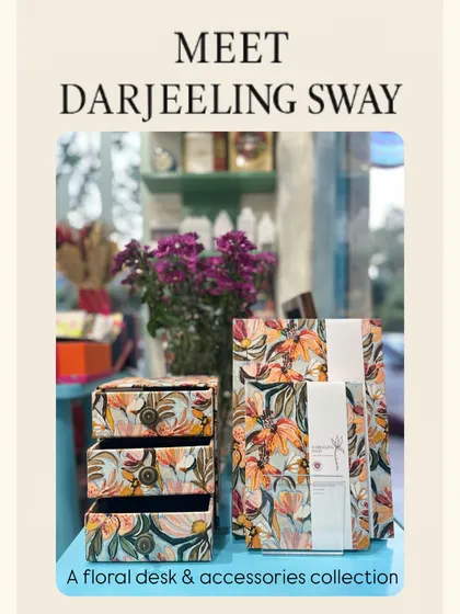Meet the full Darjeeling Sway collection. A floral desk and accessories line including notebooks, organisers, bags, and even table lamps to help you celebrate every day.