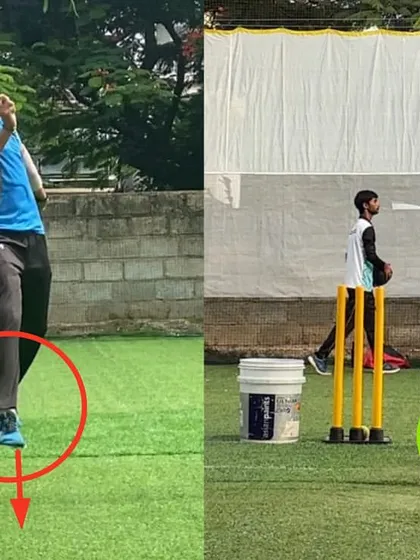 A duplicate of 192, highlighting the crucial change in the front foot position that has led to better overall alignment and consistency.