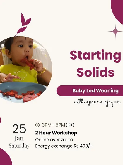 This was the announcement for my January workshop. I run these sessions regularly to help new parents feel confident about self-feeding techniques.