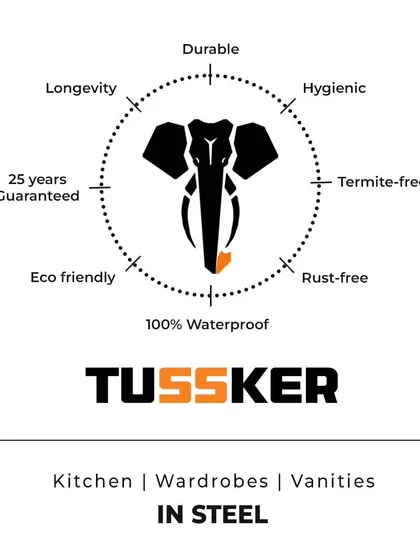 Our brand promise is built on a foundation of core benefits. This graphic highlights the key features of our SS 304 grade steel products: they are durable, hygienic, termite-free, rust-free, 100% waterproof, and eco-friendly, all backed by our 25-year guarantee.