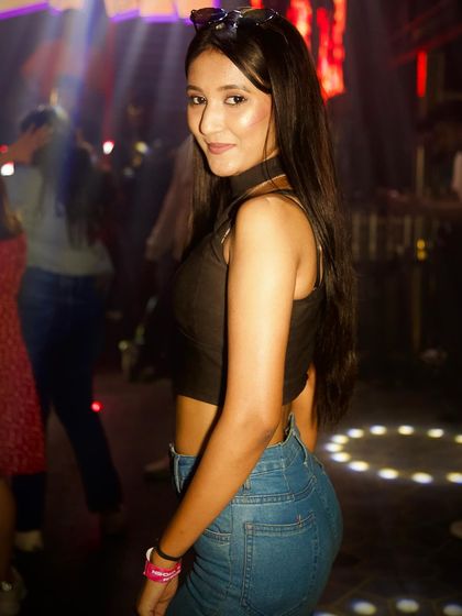 A candid shot of a guest on the dance floor.