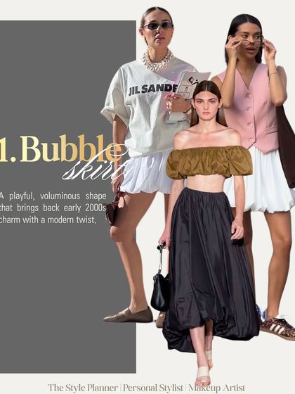 The bubble skirt is back, bringing a playful, voluminous shape with a modern twist. It's a fun nod to the early 2000s.