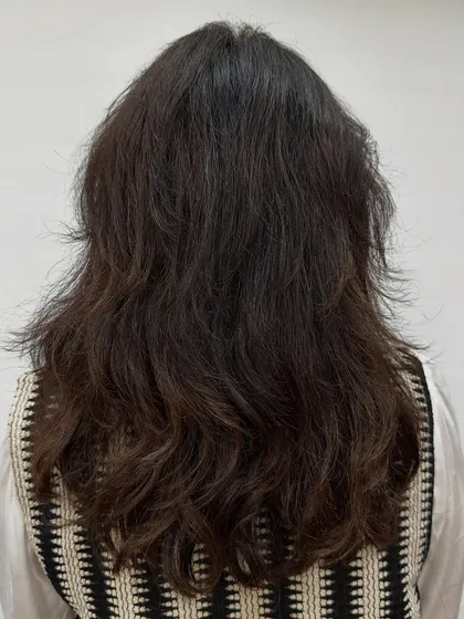 Holiday ready in 'Chocolate Truffle'. This set shows the transformation from grown-out color to a rich, dark chocolate brown. I also included a shot showing how the color settles beautifully after 10 days.