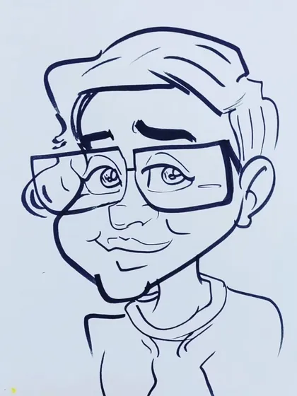 An easy caricature drawing. This is a good example of my clean, simple line work.