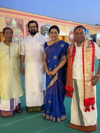 All set to go on stage at Prayagraj with my team. The energy and excitement before a big performance are always palpable.