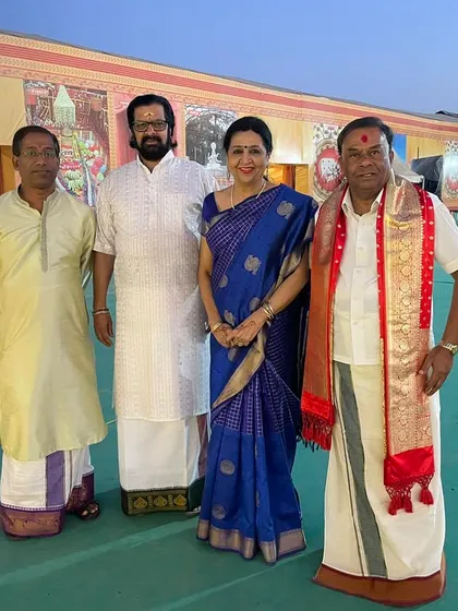 All set to go on stage at Prayagraj with my team. The energy and excitement before a big performance are always palpable.