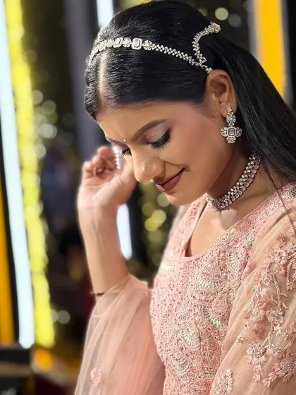 A close-up of my look for one of the 'Jodi No. 1' episodes. For television appearances, I carefully select outfits and accessories that are camera-ready and reflect a polished, professional image.