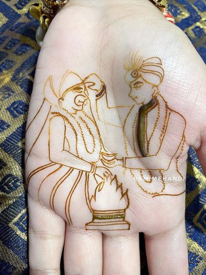 The outline of a wedding fire ceremony. This captures the key moment of the bride and groom taking their vows.