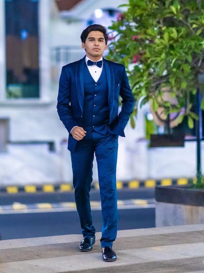 Beyond the sangeet stage, I also do runway choreography and modeling for men's wedding and formal wear, as seen in these shots from a Vivaham fashion event.