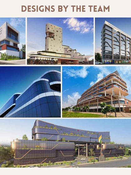 A collection of designs by Kuldeep Patil, featuring a range of commercial and public buildings with dynamic, modern facades. His work is characterized by its bold forms and technical excellence.