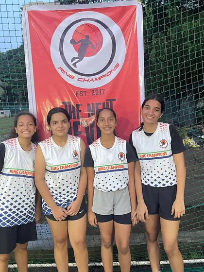 A group of young women ready to compete in our 3x3 tournament. We are proud to create opportunities for female athletes in the community.